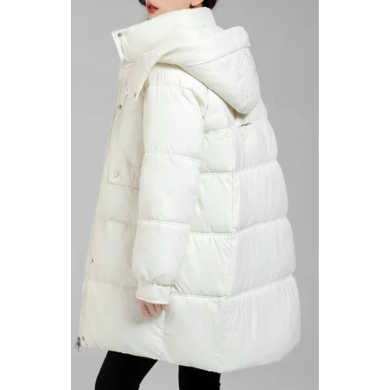 Elisa | Women's Quilted Parka Winter Jacket with Stand Collar and Removable Hood