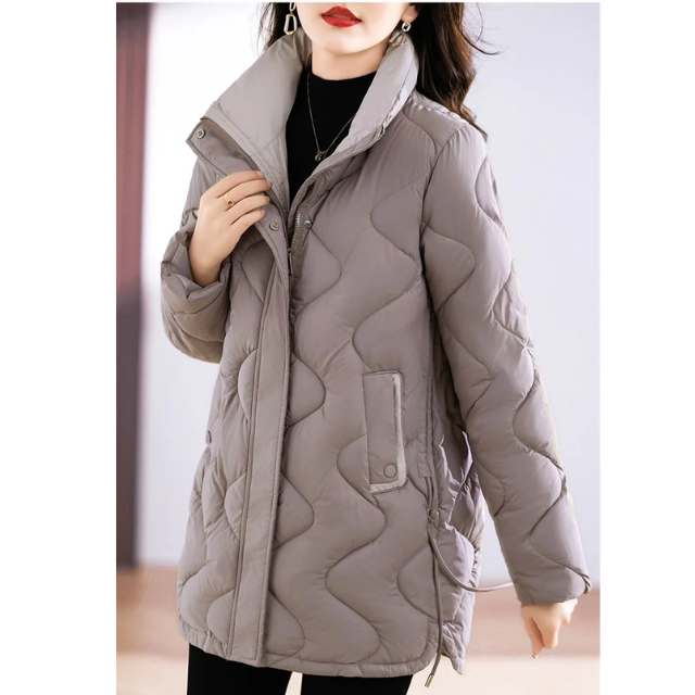 Daglinde | Long Puffer Jacket with High Collar and Zip Closure