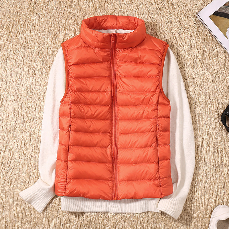 Tiffany | Women’s Lightly Padded Outdoor Vest – Sleeveless Full Zip Gilet with Stand Collar