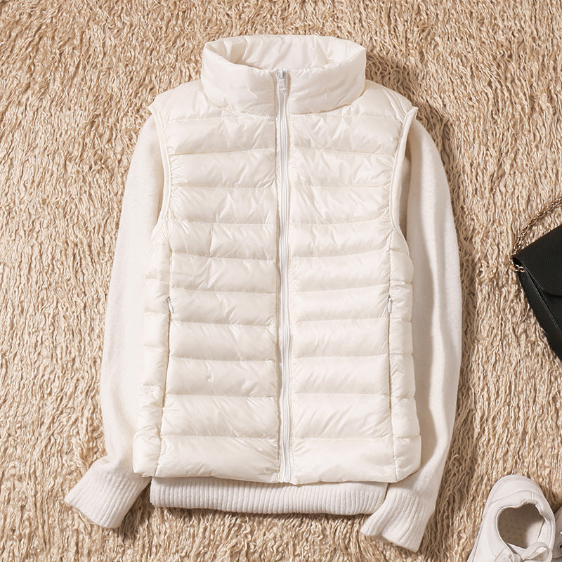 Tiffany | Women’s Lightly Padded Outdoor Vest – Sleeveless Full Zip Gilet with Stand Collar