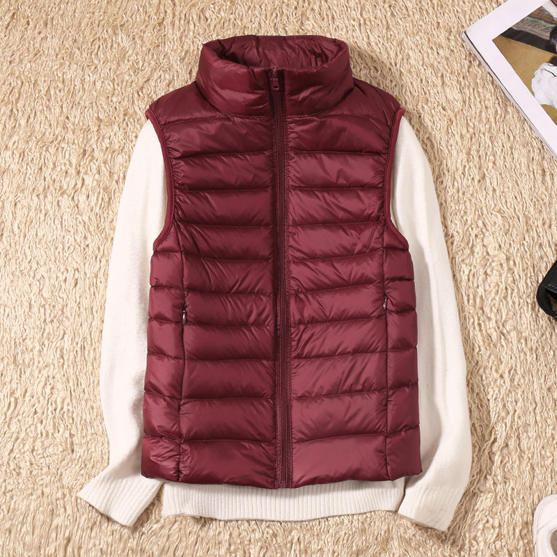 Tiffany | Women’s Lightly Padded Outdoor Vest – Sleeveless Full Zip Gilet with Stand Collar