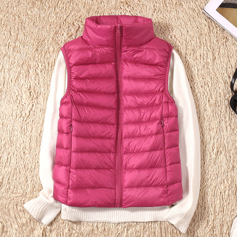 Tiffany | Women’s Lightly Padded Outdoor Vest – Sleeveless Full Zip Gilet with Stand Collar