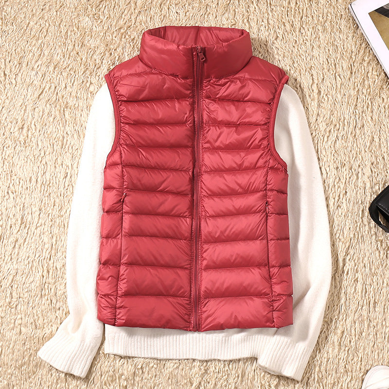 Tiffany | Women’s Lightly Padded Outdoor Vest – Sleeveless Full Zip Gilet with Stand Collar