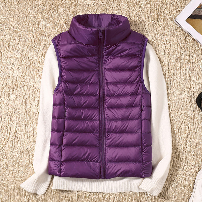 Tiffany | Women’s Lightly Padded Outdoor Vest – Sleeveless Full Zip Gilet with Stand Collar