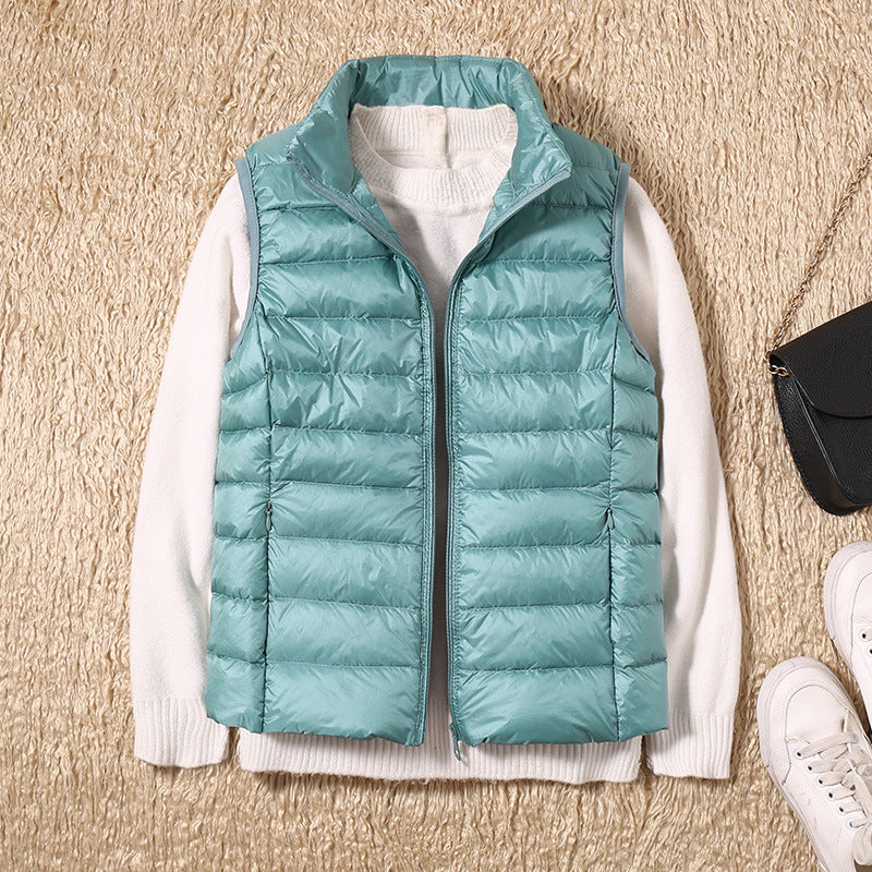 Tiffany | Women’s Lightly Padded Outdoor Vest – Sleeveless Full Zip Gilet with Stand Collar