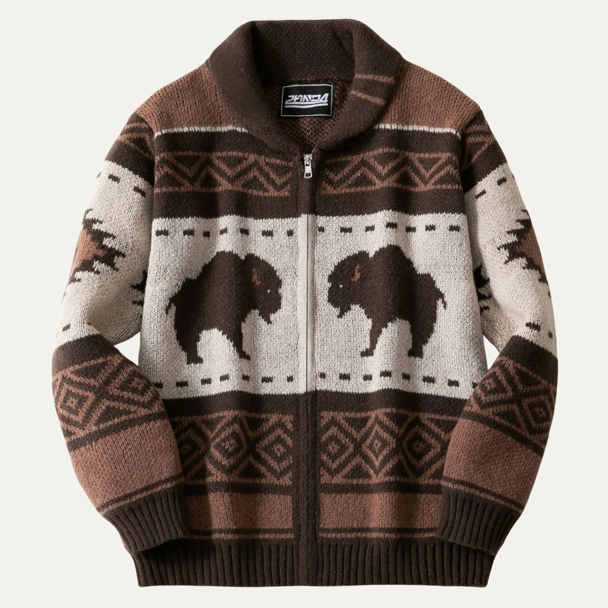 The St Andrews Men&#39;s Retro Buffalo Print Winter Cardigan