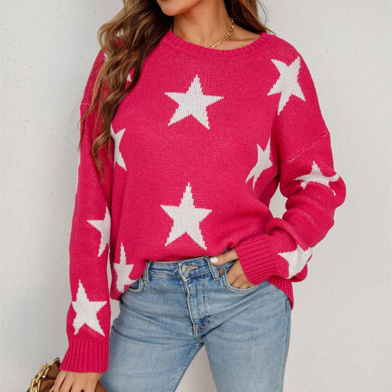 Perilora | Women’s Star Design Knitted Sweater – Modern & Comfortable