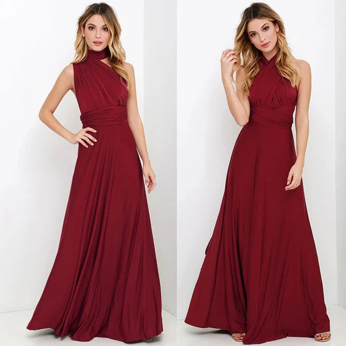 Belinda | Women's Solid Colour Wrap Maxi Dress with Customisable Style