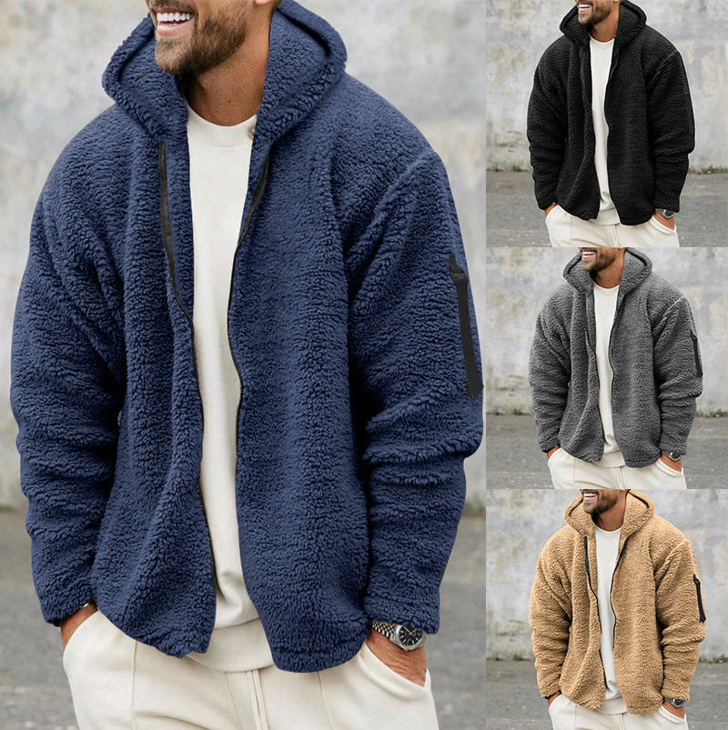 Melvin | Men’s Fleece Teddy Jacket with Hood and Full Zip