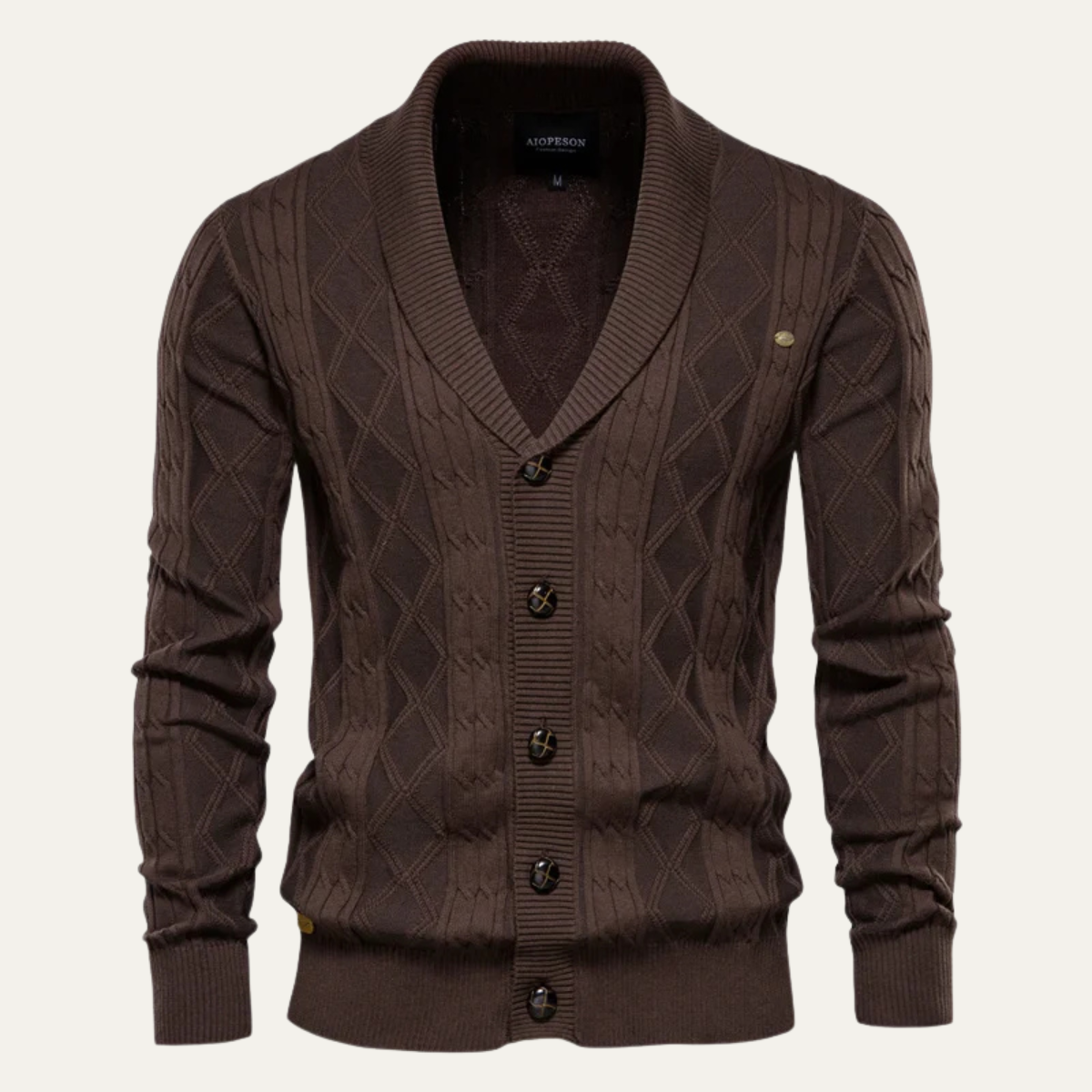 The Brecon Men&#39;s Cable Knit Button Front Cardigan