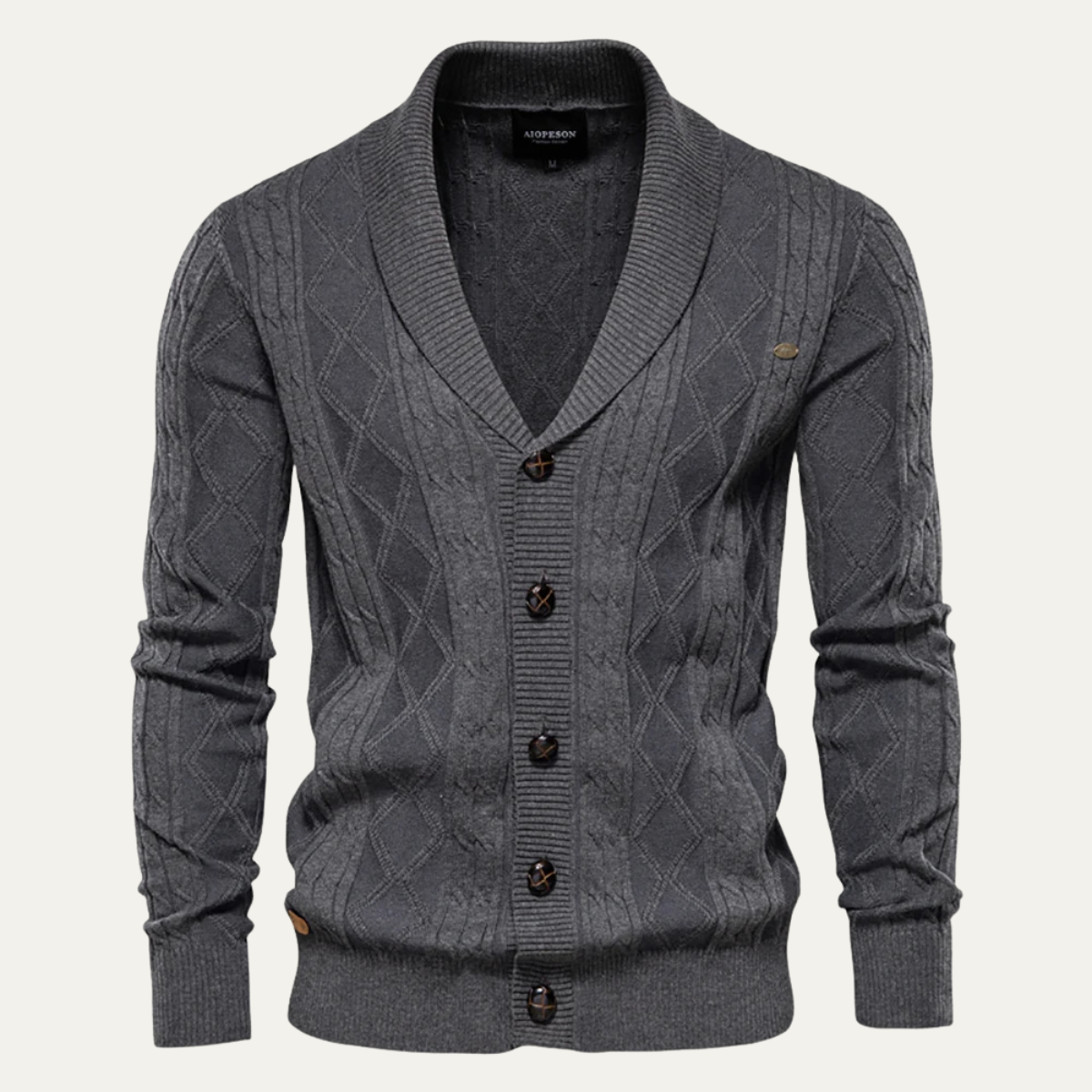 The Brecon Men's Cable Knit Button Front Cardigan