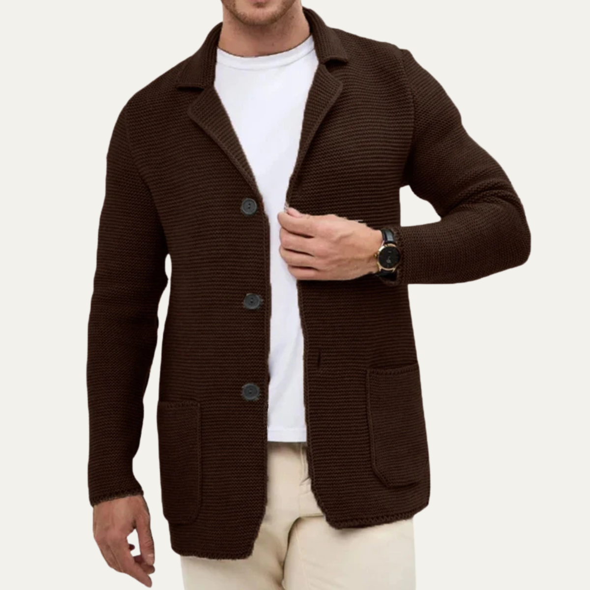 The San Marco Men’s Trendy Knitted Button Down Blazer Cardigan