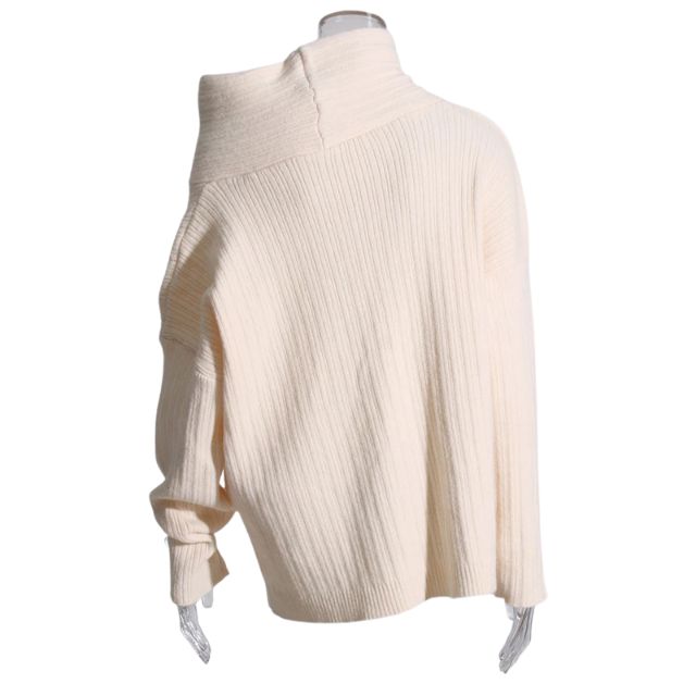 Sivora | Women's Ribbed Knit Sweater with Asymmetric Collar – Timeless & Cosy