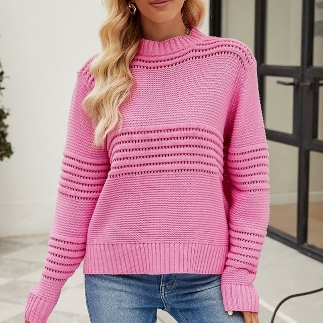 Rovina | Elegant Plain Knit Sweater with Cut-Out Detail – Stylish & Trendy