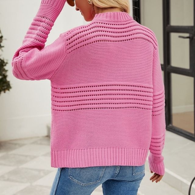 Rovina | Elegant Plain Knit Sweater with Cut-Out Detail – Stylish & Trendy