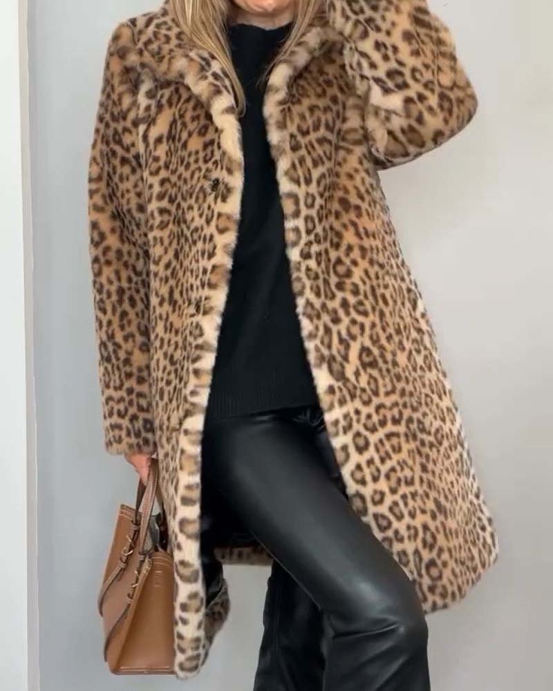 Drusilla | Women's Long Soft Leopard Print Coat for Effortless Chic Style