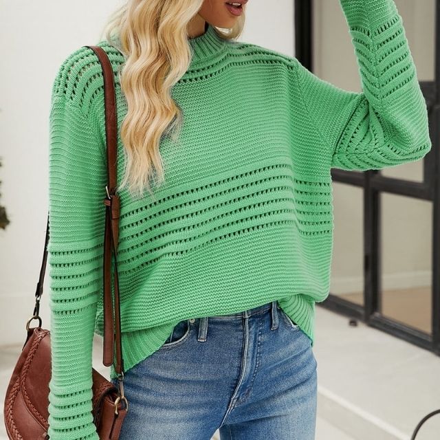 Rovina | Elegant Plain Knit Sweater with Cut-Out Detail – Stylish & Trendy