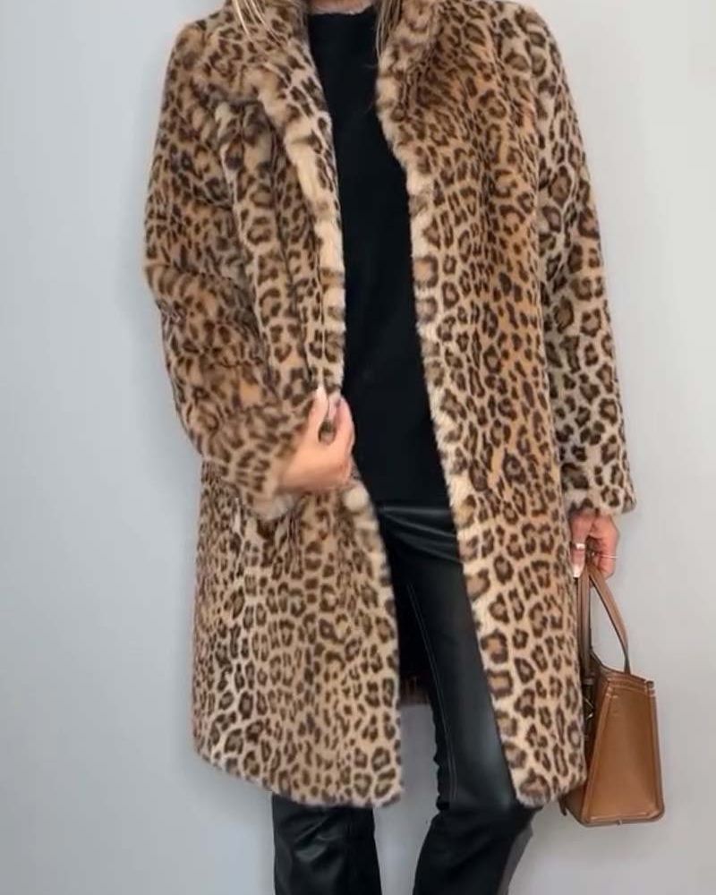 Drusilla | Women's Long Soft Leopard Print Coat for Effortless Chic Style