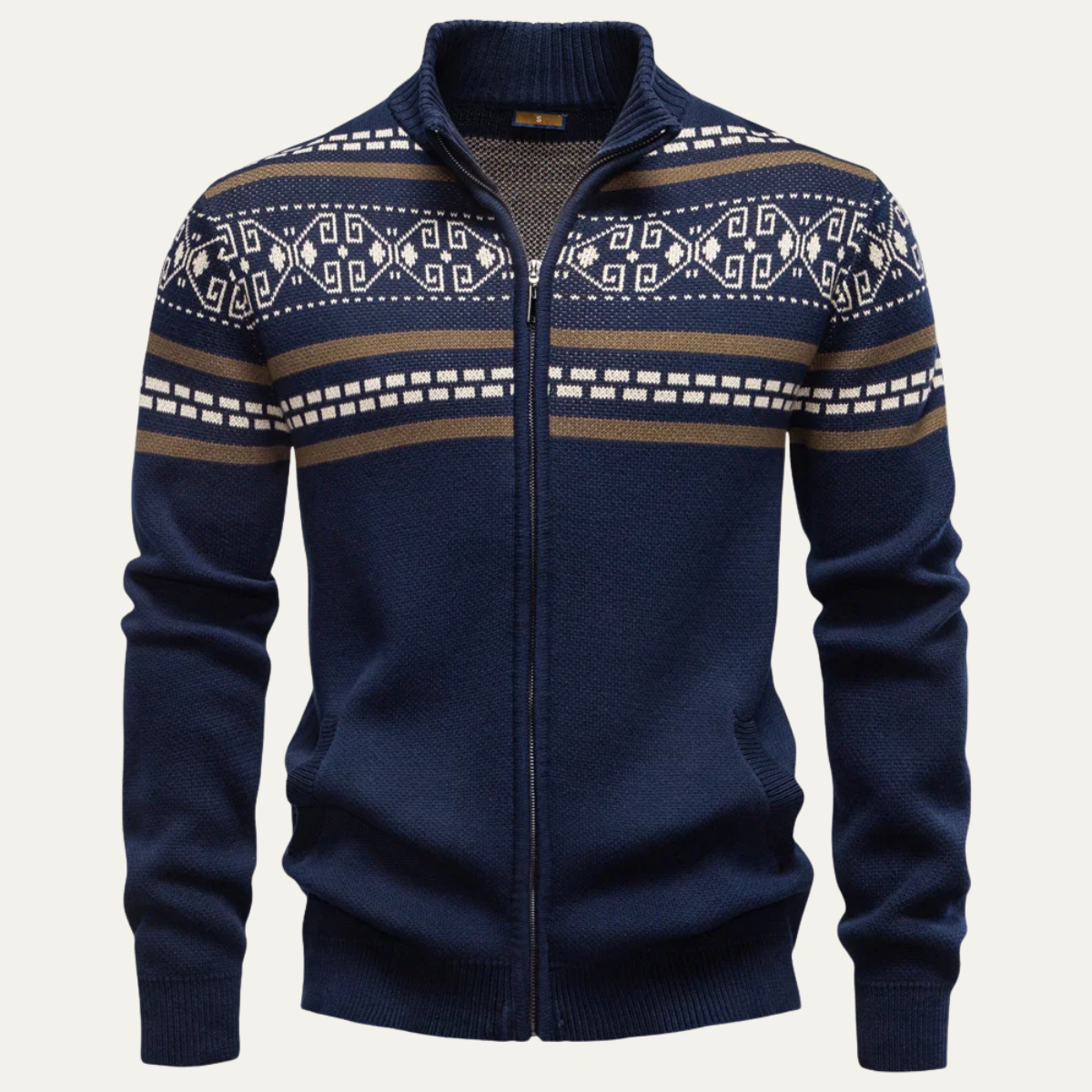 The Chepstow Men&#39;s Patterned Knit Zip Up Winter Cardigan