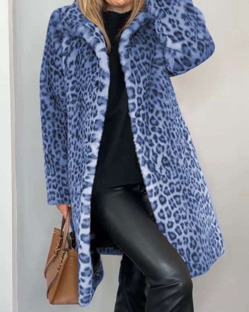 Drusilla | Women's Long Soft Leopard Print Coat for Effortless Chic Style