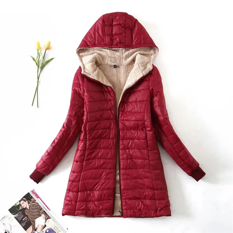 Emilia | Women’s Padded Fleece-Lined Hooded Jacket – Stylish and Warm Outerwear