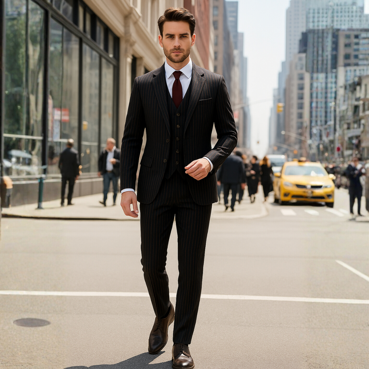 The Castelvetro Men’s Elegant 3 Piece Suit – Slim Fit Blazer, Waistcoat & Trousers Set