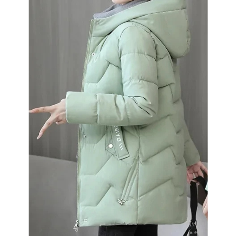 Celina | Women's Quilted Padded Hooded Winter Jacket – Full Zip Solid Colour Parka