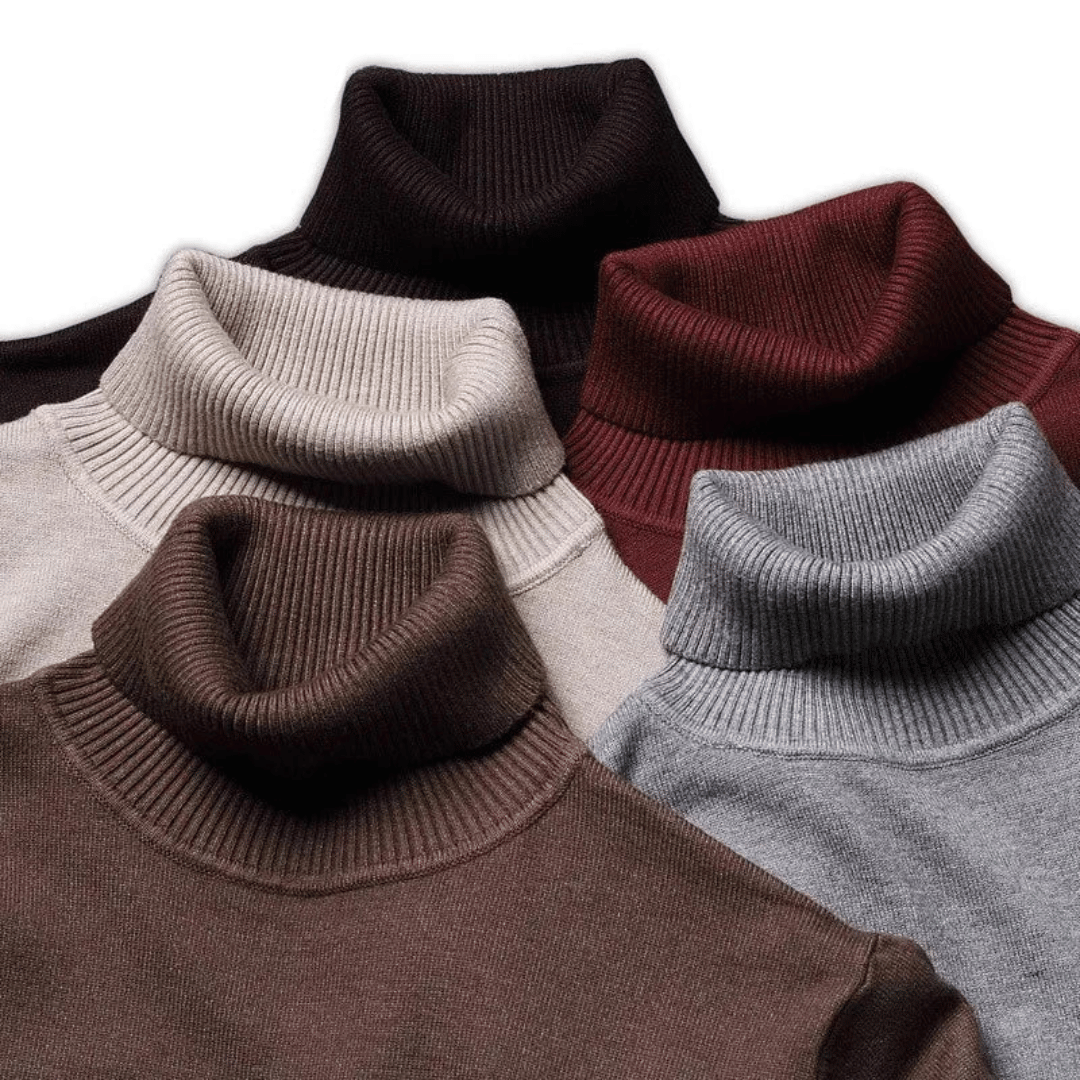 Delphin | Men's Solid Colour Roll Neck Warm Sweater - Soft & Comfortable