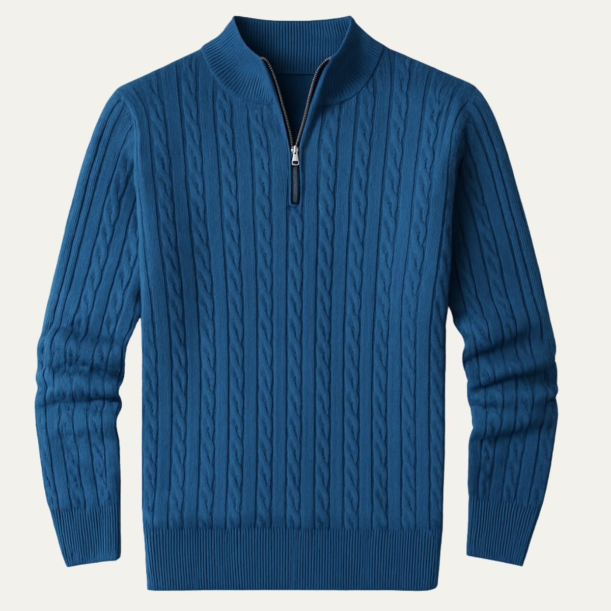The Wells Cable-knit Quarter Zip Jumper