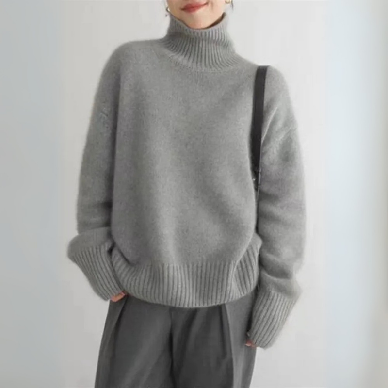 Penny | Women's Classic Knit Turtleneck Sweater, Loose Fit, Solid Colour