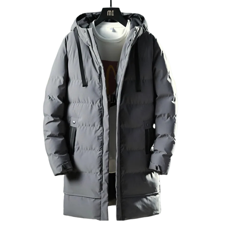 Bastian | Men's Long Puffer Winter Coat with Hood and Water-Repellent Zipper Pockets