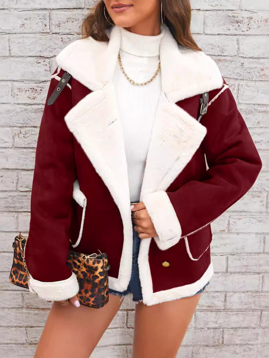 Elidwyn | Women's Cotton Jacket with Soft Fleece Lining and Lapel Collars