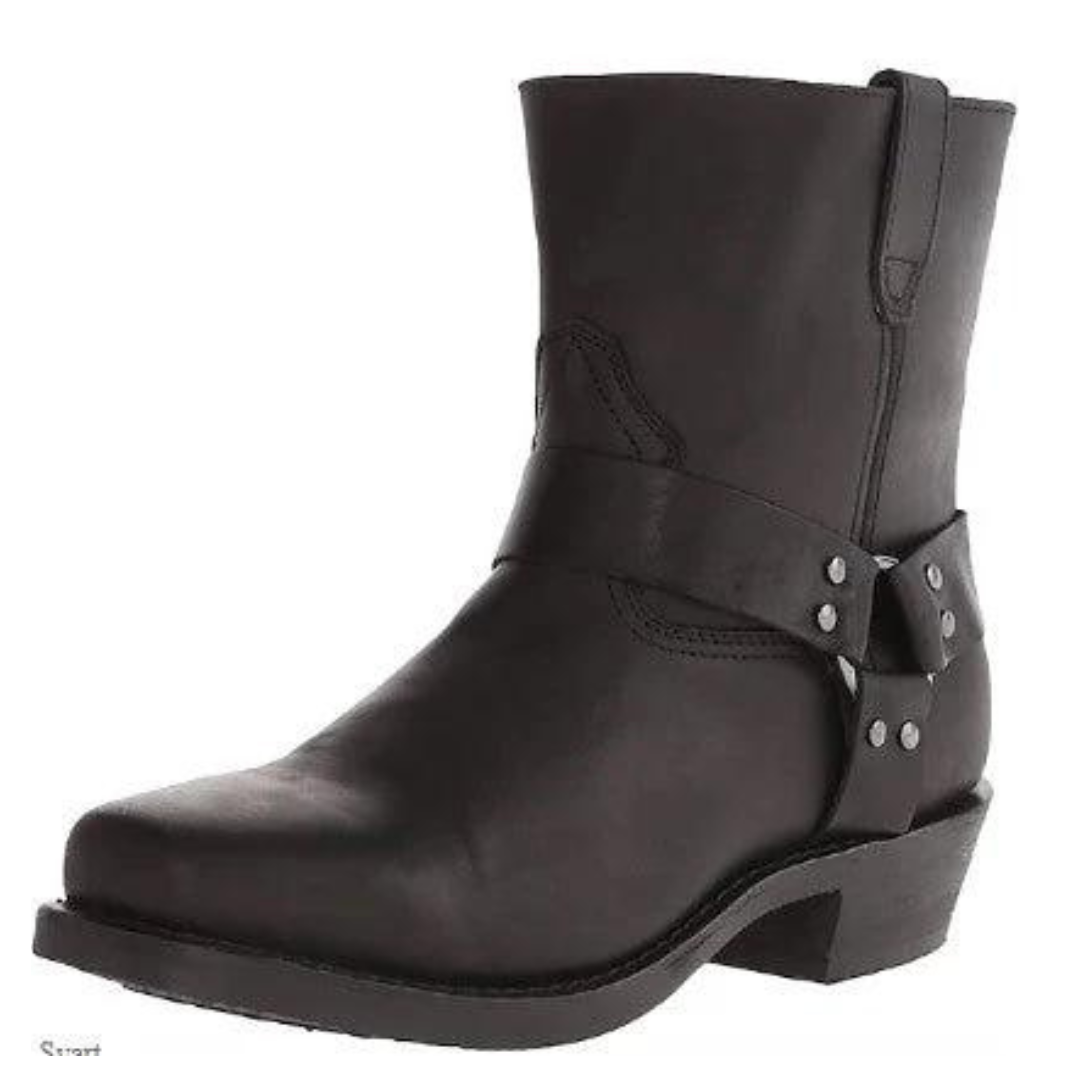 Olaf | Men's Leather Low Heel Cowboy Ankle Boots with Side Zip