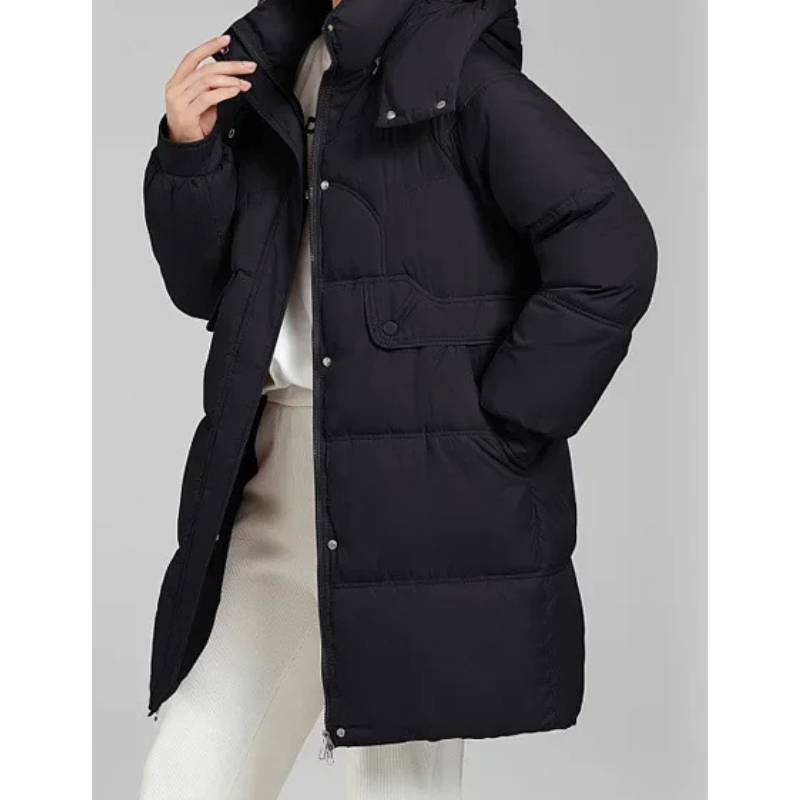 Elisa | Women's Quilted Parka Winter Jacket with Stand Collar and Removable Hood