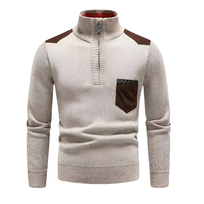 The Garrick Patchwork Half-Zip Jumper for Men