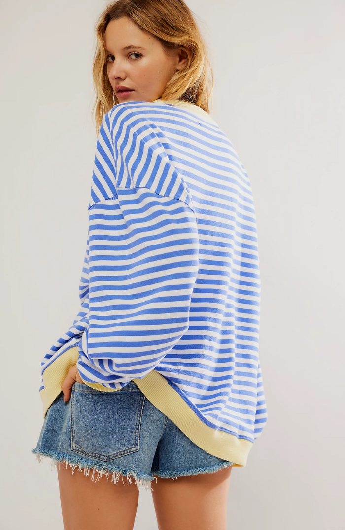 Justine | Women’s Tricolor Striped Oversized Sweatshirt – Casual, Comfortable Style