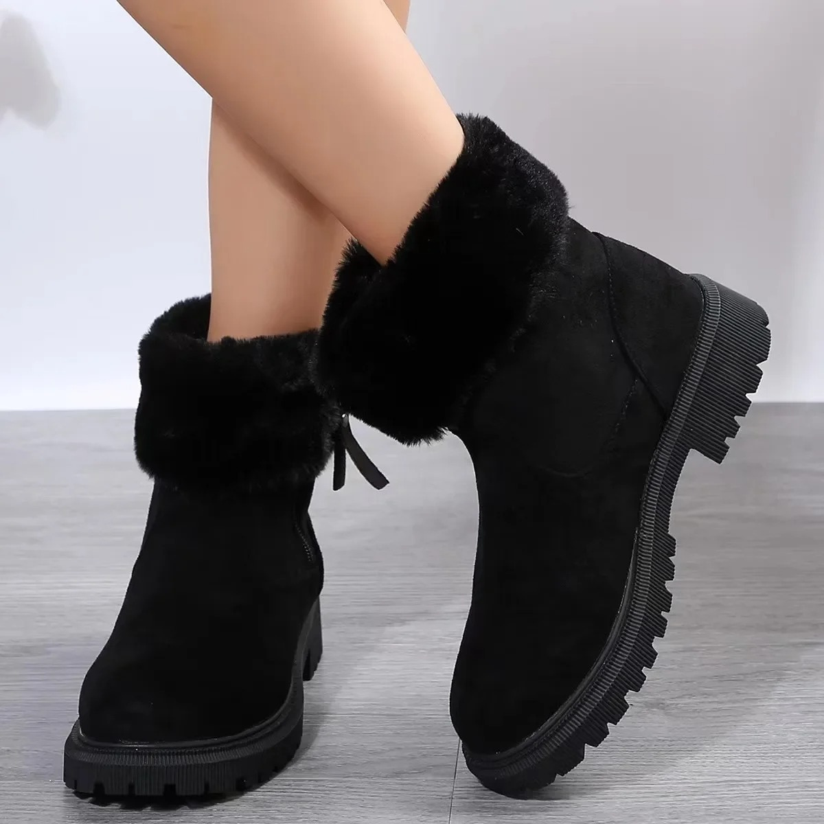 Babettia | Women's Windproof Winter Boots with Fleece Lining, Non-slip Sole & Fur Details – Warm & Stylish