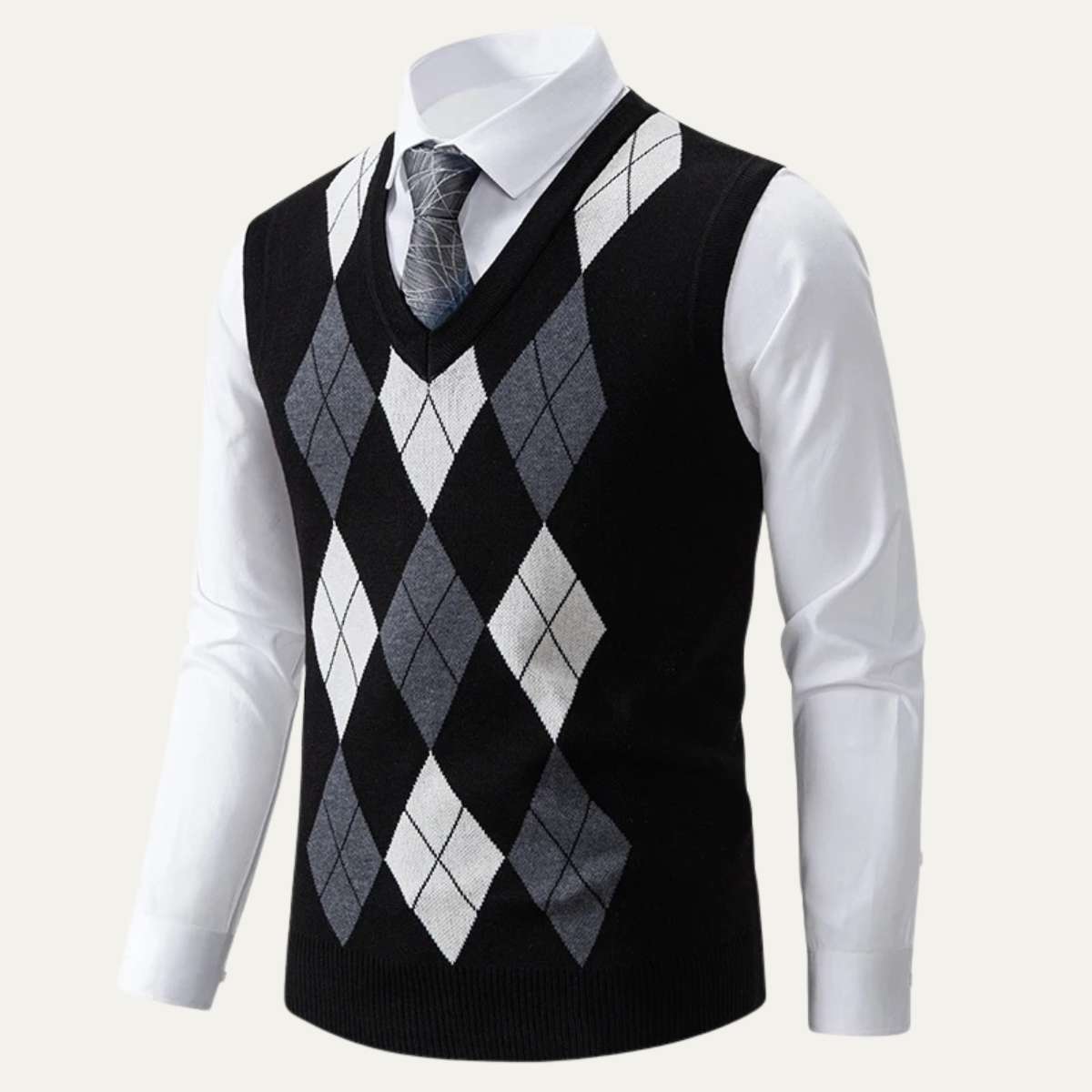 The Nottingham Men’s Classic Patterned V Neck Knitted Vest