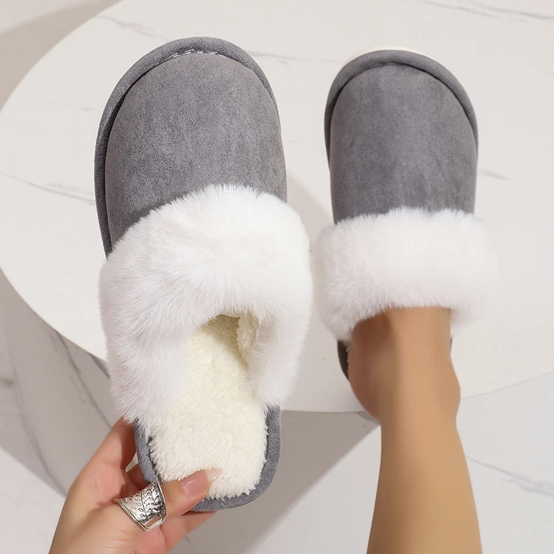 Xanthia | Women's Plush-Lined Winter Slippers with Closed Toe & Faux Fur Details