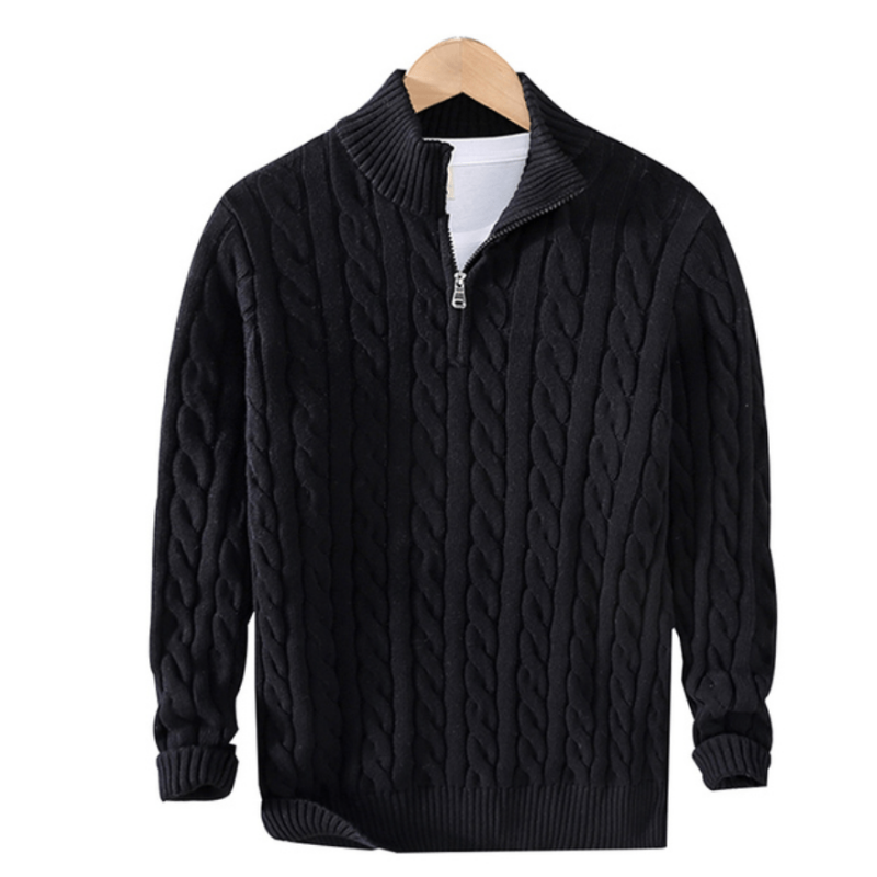 Barrett | Men’s Cable-Knit Half Zip Sweater – Warm Knitted Pullover with Textured Pattern