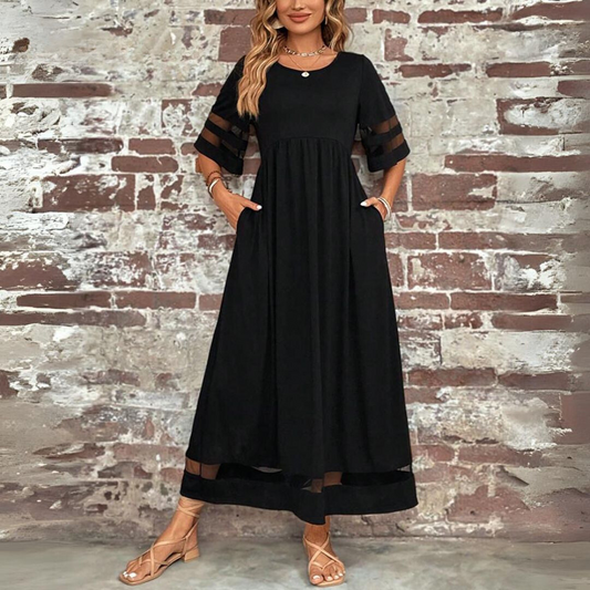 Holly | Women’s Solid Colour Summer Maxi Dress with Half Sleeves & Pockets – Effortless Summer Style