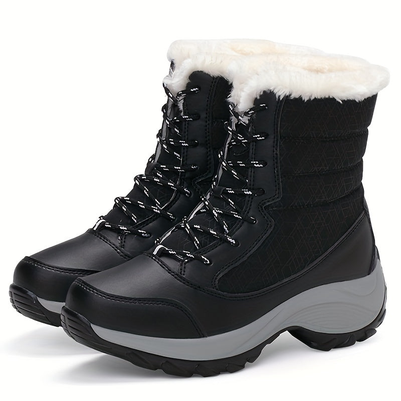 Patty | Women’s Winter Boots | Lace-Up Round Toe with Warm Fleece Lining & Platform Sole