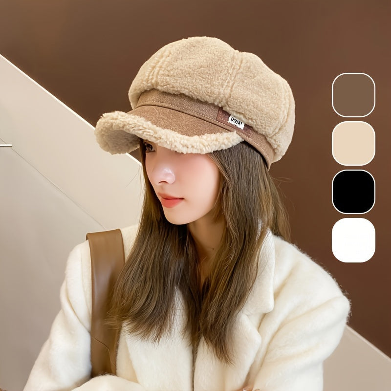 Norella | Women's Fashionable Plush Winter Beret – Cozy Knitted Hat for Cold Days