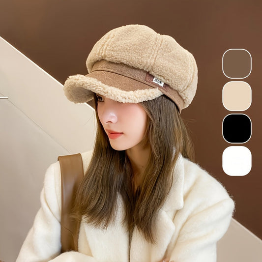 Norella | Women's Fashionable Plush Winter Beret – Cozy Knitted Hat for Cold Days