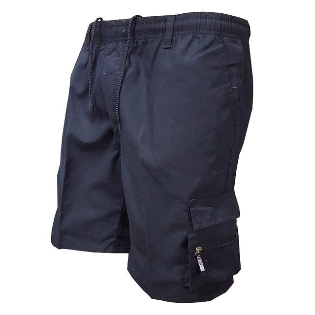 Clive | Men’s Solid Colour Cargo Shorts with Zip Pockets and Drawstring Waist