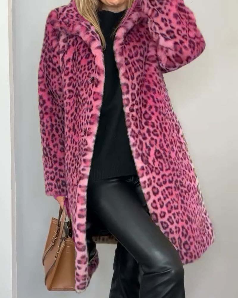 Drusilla | Women's Long Soft Leopard Print Coat for Effortless Chic Style