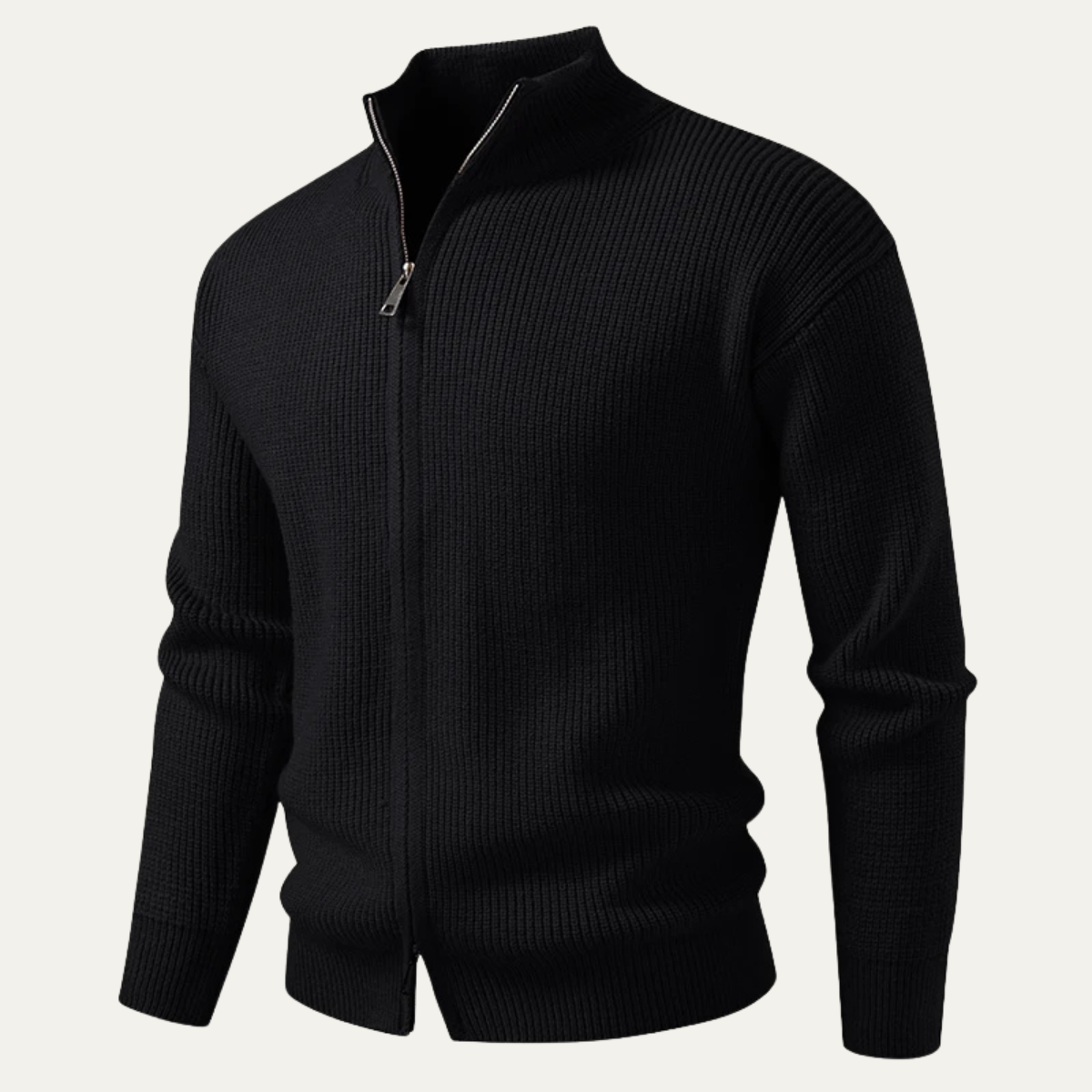 The Lothian Men's Trendy Collar Stand Knit Zip Cardigan
