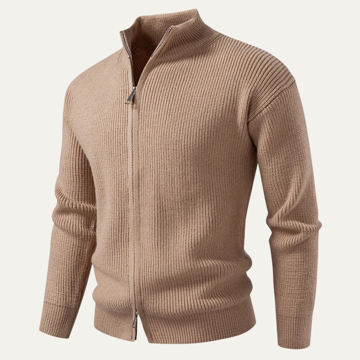The Lothian Men's Trendy Collar Stand Knit Zip Cardigan