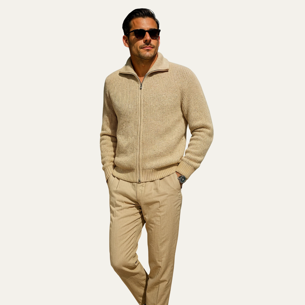 The Weymouth Men's Trendy Chunky Knit Full Zip Jumper