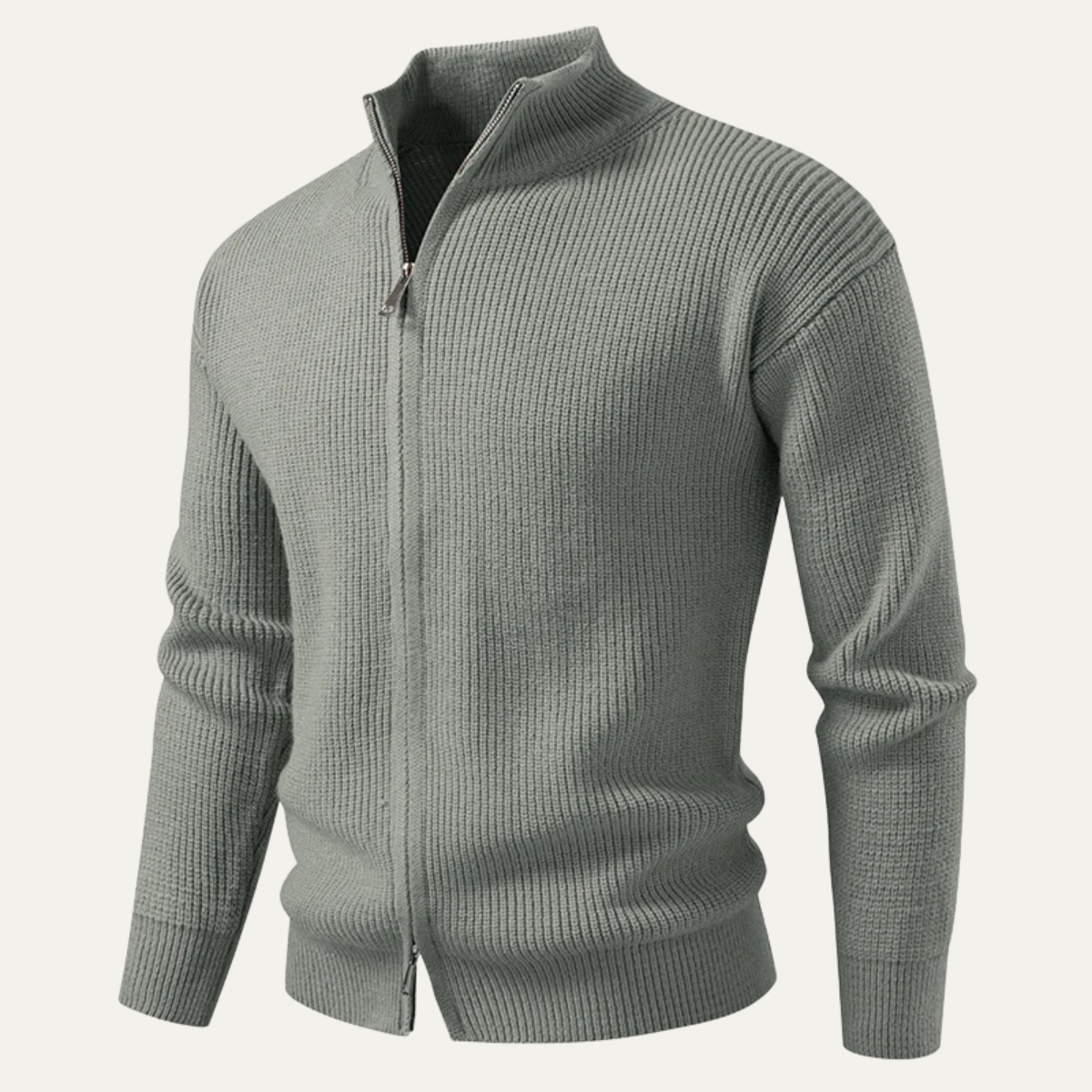 The Lothian Men's Trendy Collar Stand Knit Zip Cardigan